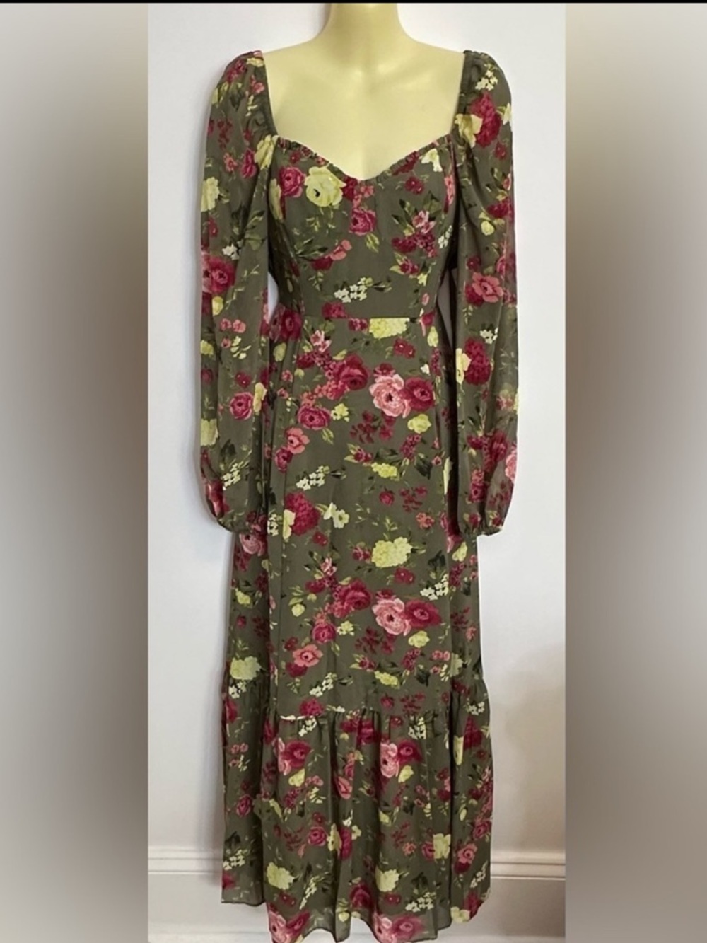Bar III Floral Long Sleeve Maxi Dress